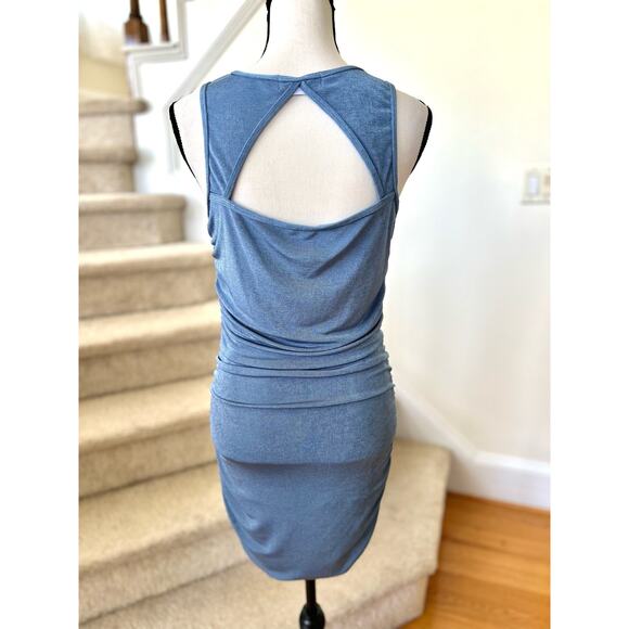 Charlie Holiday Sonny Blue Metallic Ruched Mini Dress - Picture 4 of 8